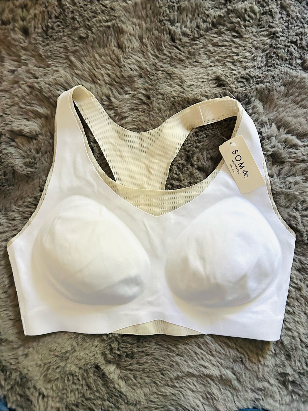 Soma White Seamless Wireless Sports Bra with Mesh Racerback